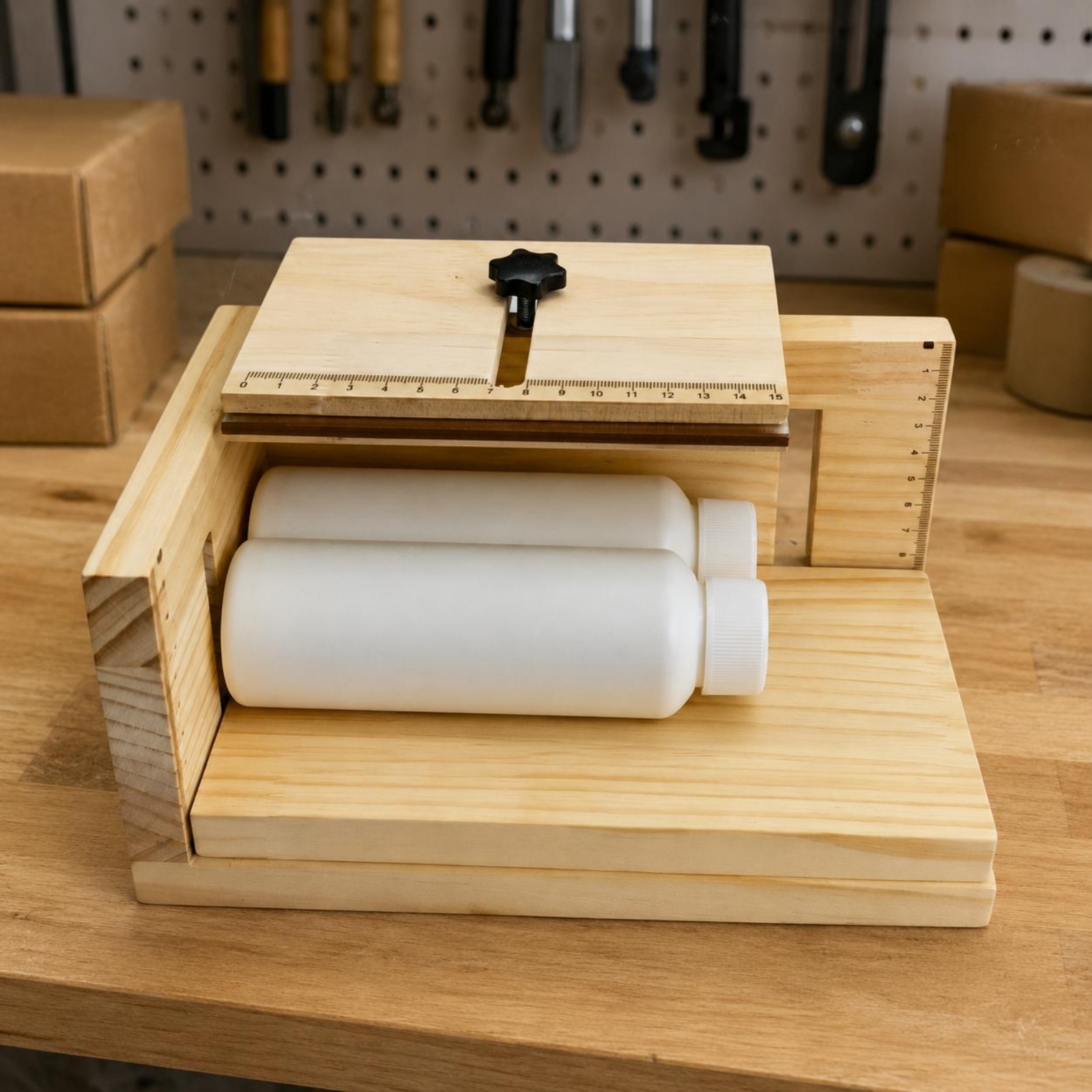 Woodworking Ruler - Manual Label Positioning Stand Built-in Ruler