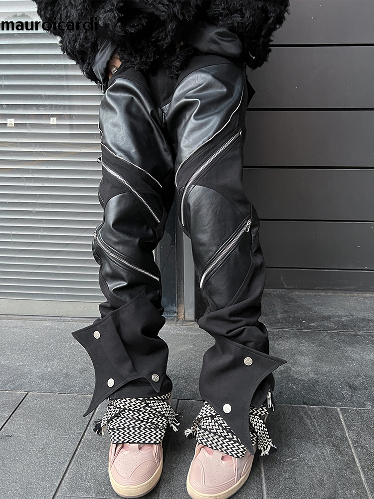 Woodworking Brand - Mauroicardi Spring Autumn Long Black Patchwork