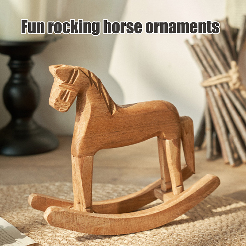 Woodworking Horse - 1Pcs Wooden Crafts Rocking Horse Statue