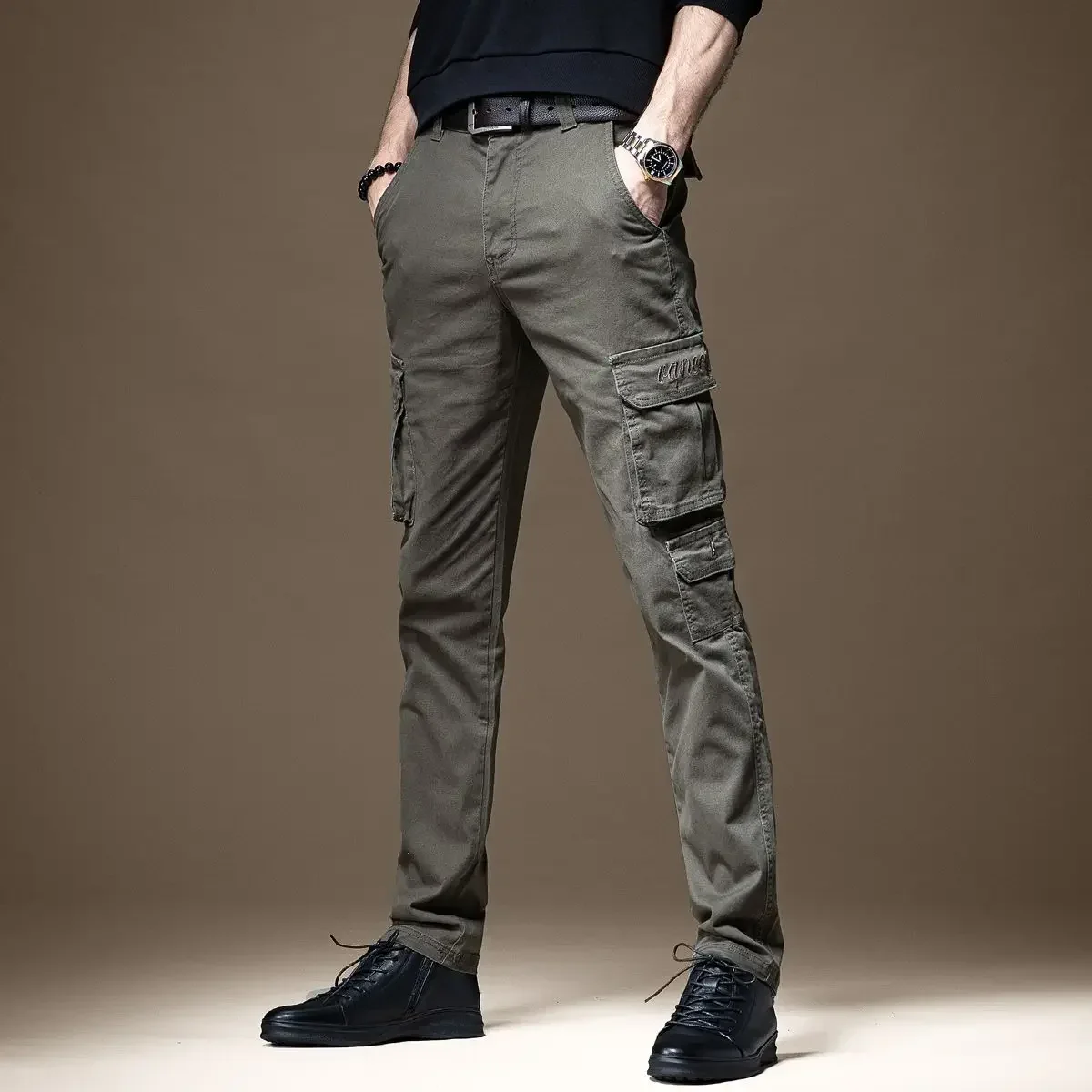 Trousers Man Black Slim Cargo  - Woodworking Brand 리뷰 및 가격