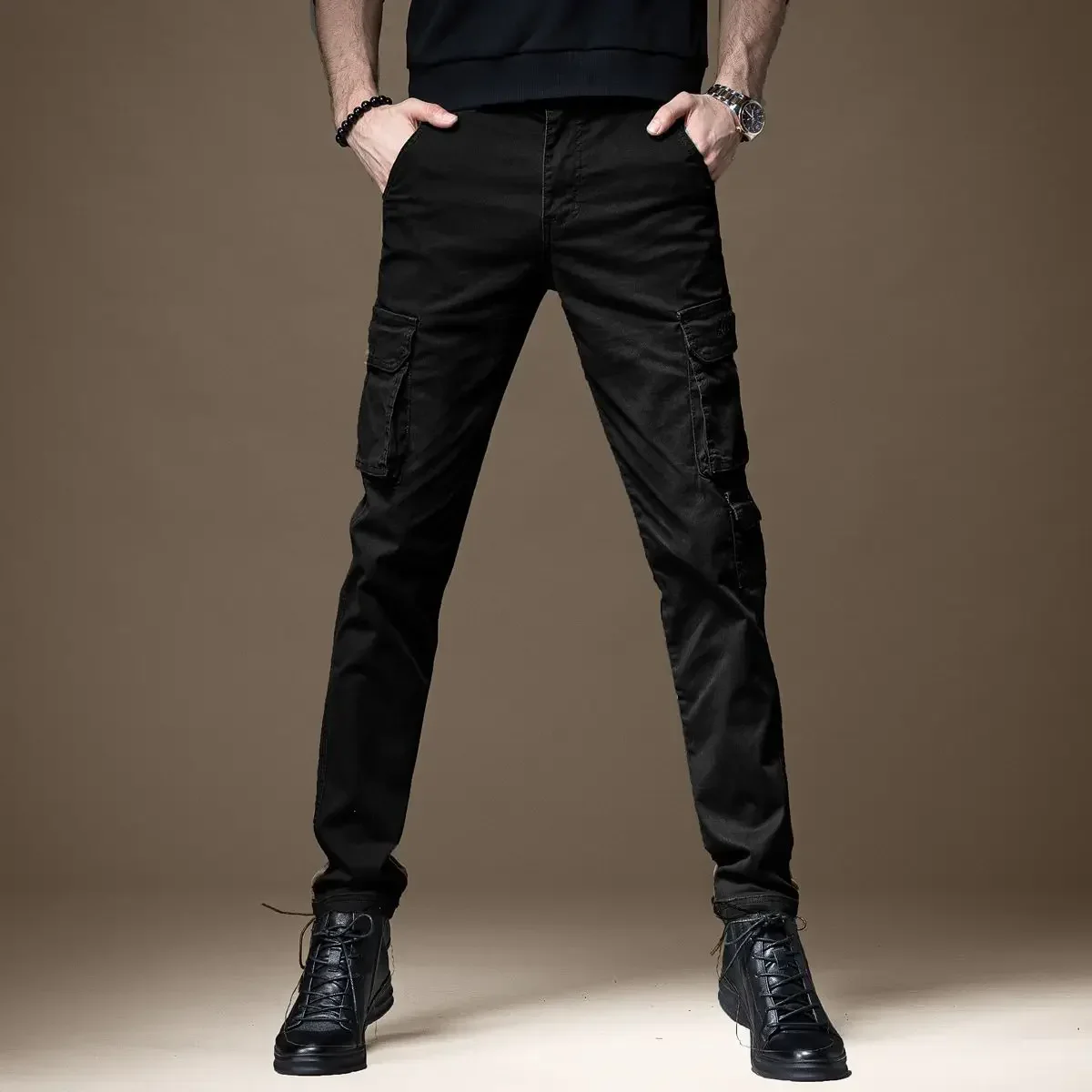 Trousers Man Black Slim Cargo  - Woodworking Brand 리뷰 및 가격