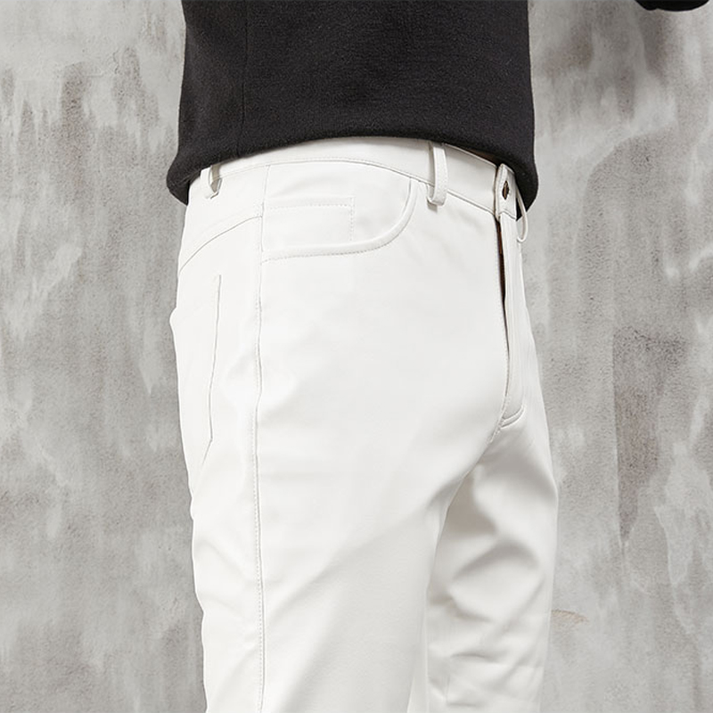 Men's Leather Pants Skinny Fit - Woodworking Brand 리뷰 및 가격
